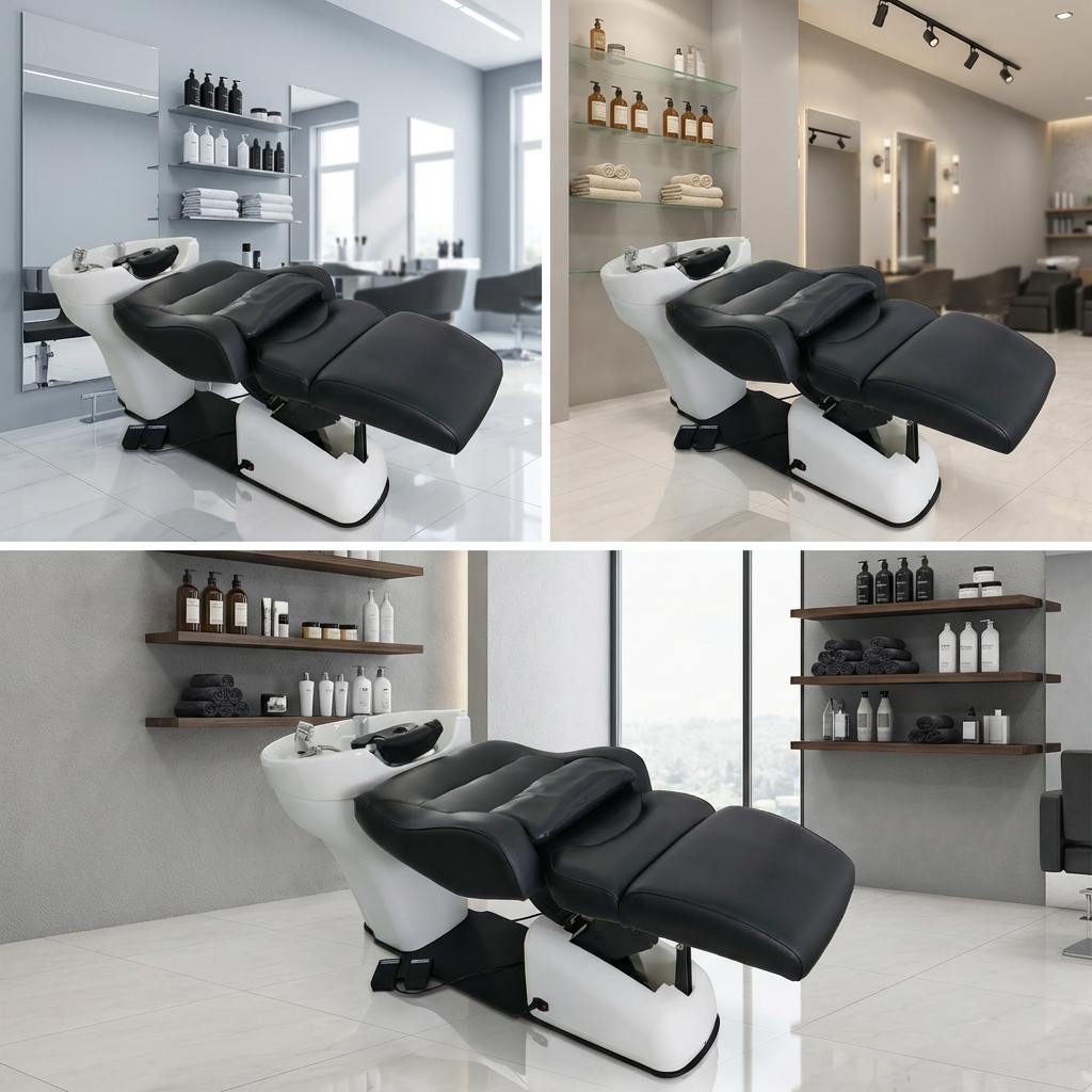 Salon Backwash Shampoo Chair with Sink Unit for Hair Washing DN0080_Electric Shampoo Chairs