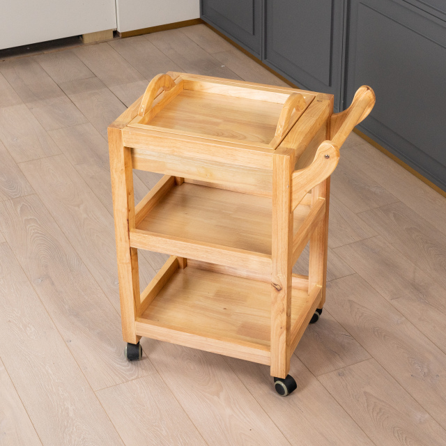 Solid Wood Salon Trolley Cart with Wheels for Beauty Salon Use DN0168_Salon Trolleys