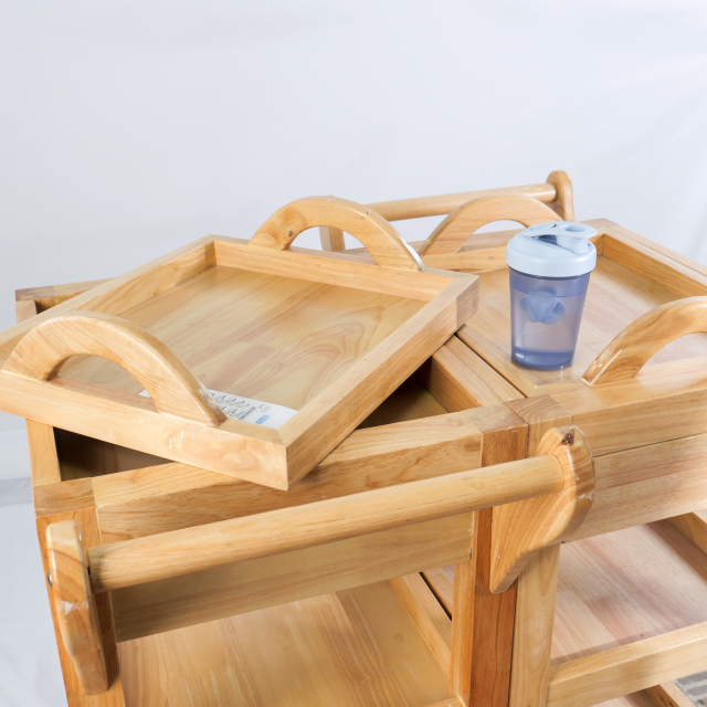 Solid Wood Salon Trolley Cart with Wheels for Beauty Salon Use DN0168_Salon Trolleys