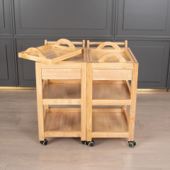 Solid Wood Salon Trolley Cart with Wheels for Beauty Salon Use DN0168_Salon Trolleys