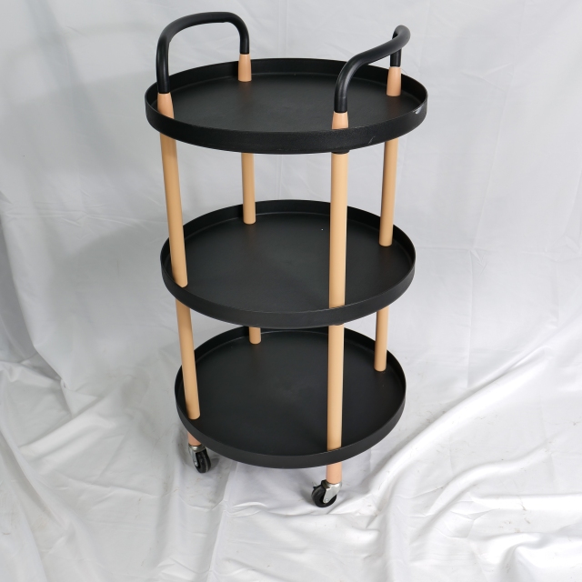 Foldable Plastic Wood Salon Trolley with Wheels for Beauty Salon Use DN0200_Salon Trolleys