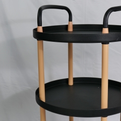 Foldable Plastic Wood Salon Trolley with Wheels for Beauty Salon Use DN0200_Salon Trolleys