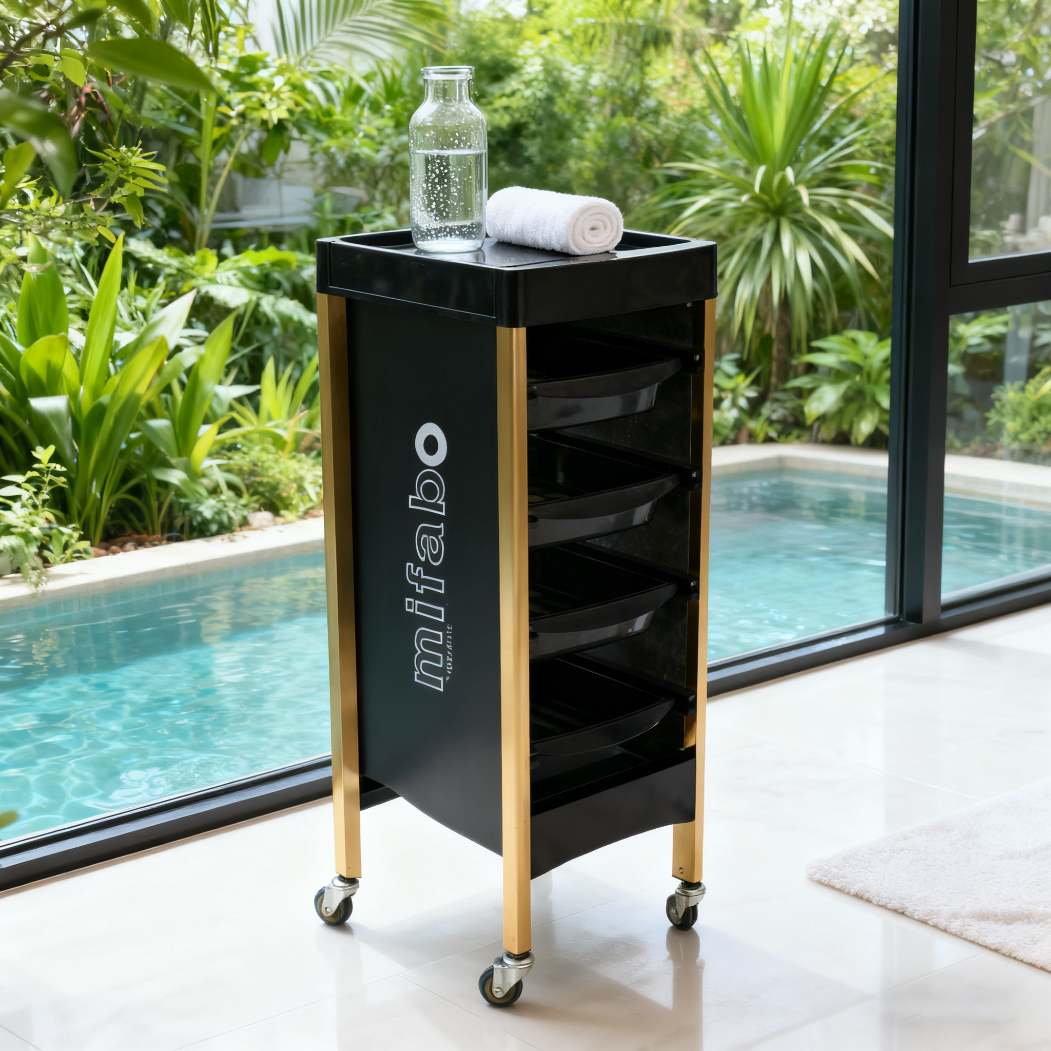 5 Drawer Metal Salon Trolley Cart for Beauty Salon Use DN0196_Salon Trolleys