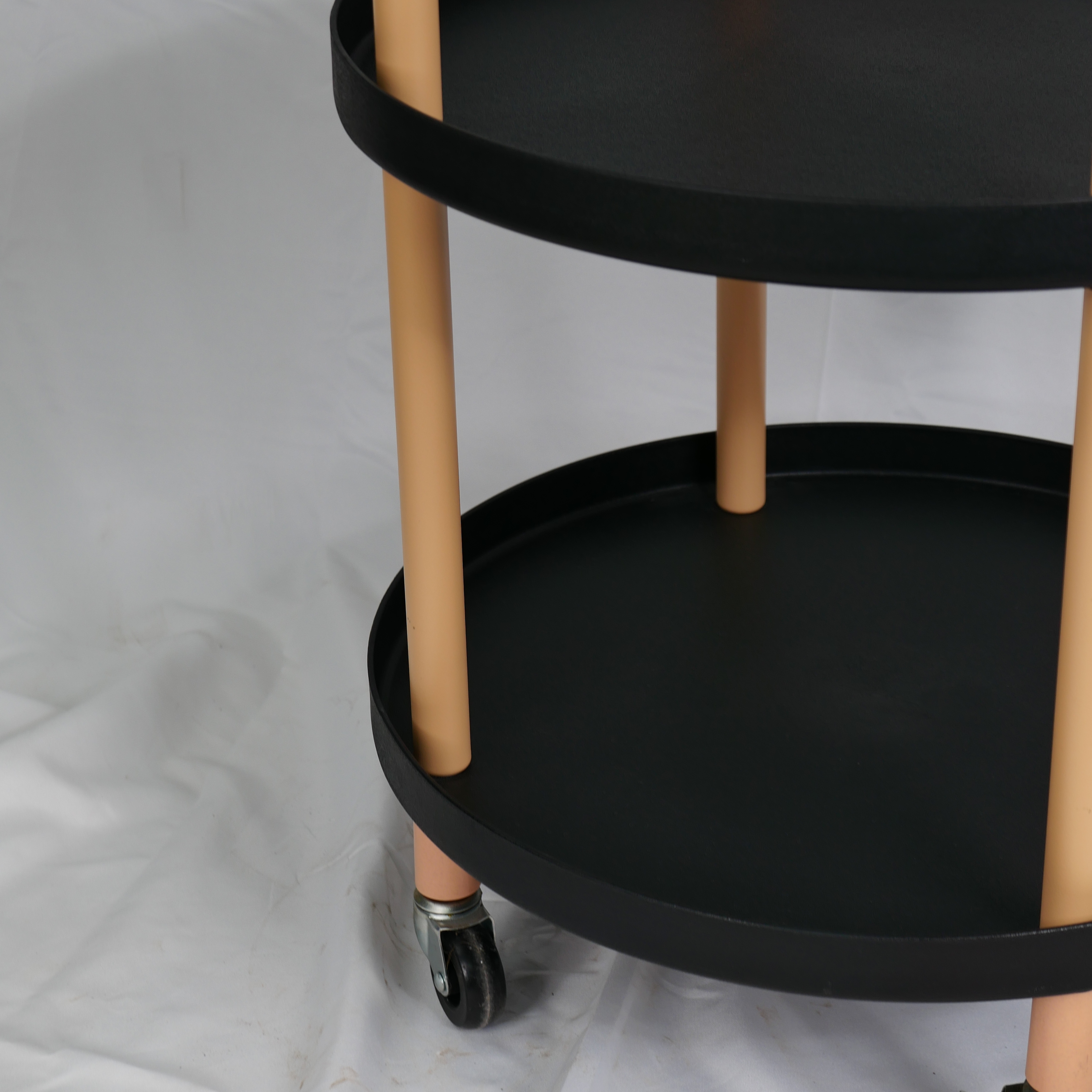 Foldable Plastic Wood Salon Trolley with Wheels for Beauty Salon Use DN0200_Salon Trolleys
