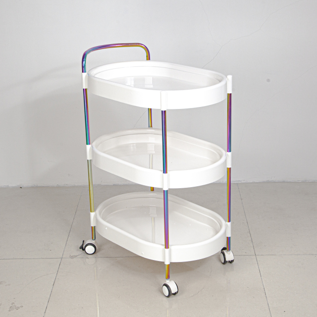 Modern Rainbow Plastic Salon Trolley Multi-tier Storage for Beauty Equipment Salon & Home Use in Living Room & Bathroom