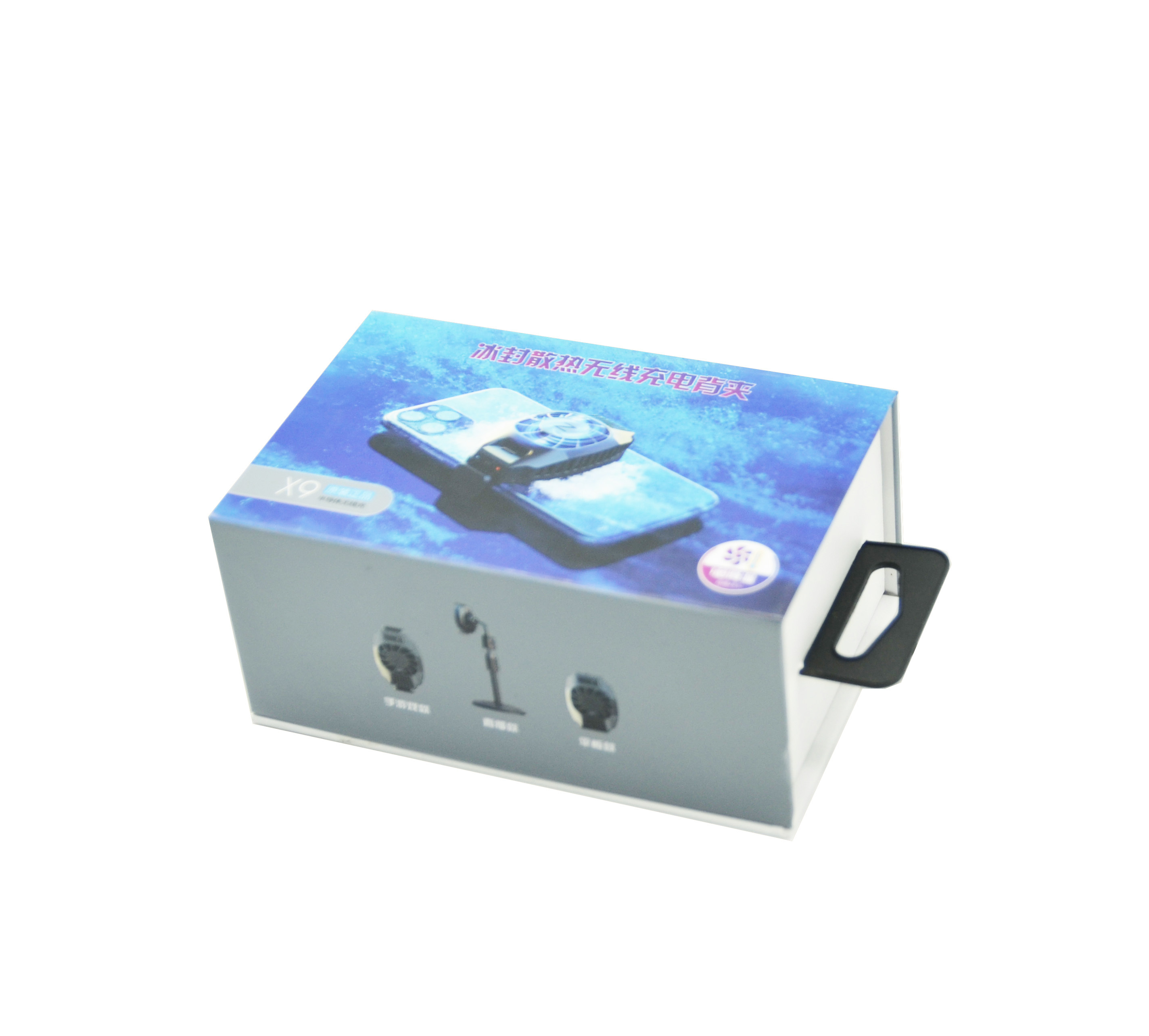 Magnetic packaging box with hooks