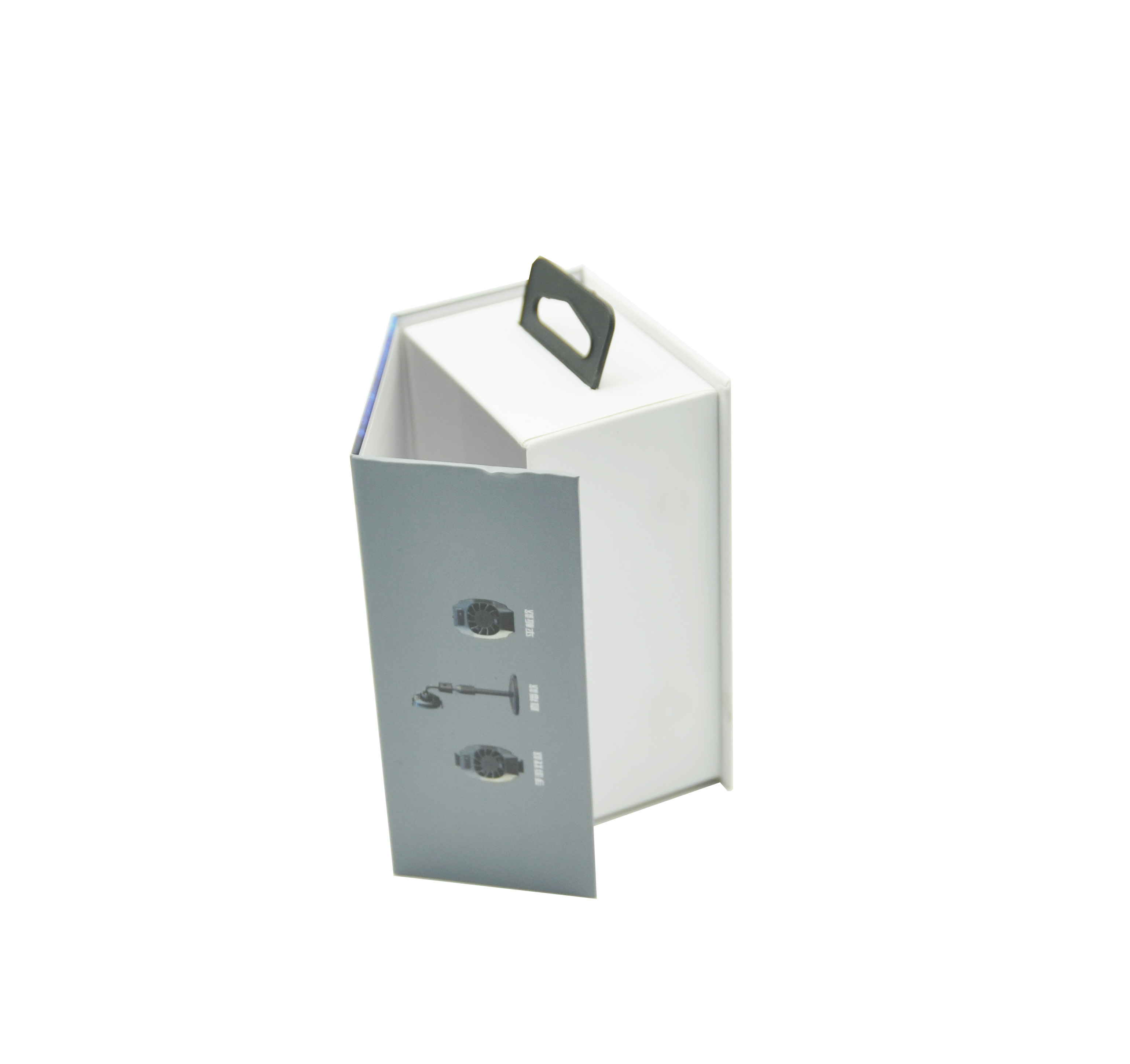 Magnetic packaging box with hooks