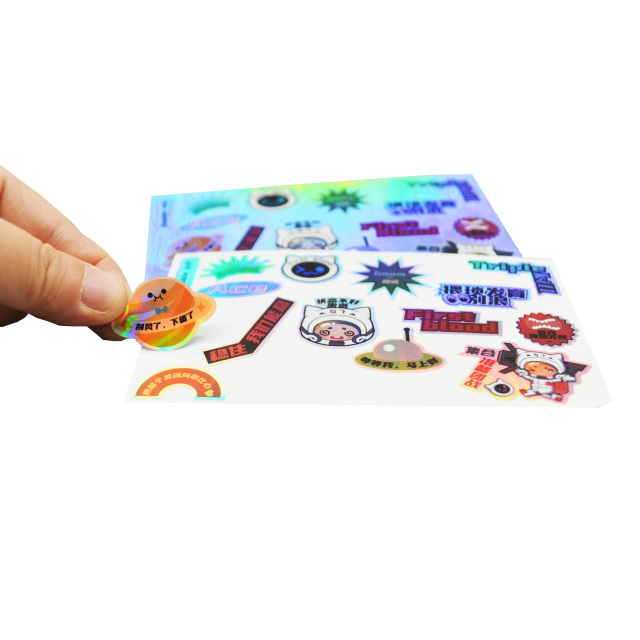 Laser silver colored adhesive sticker