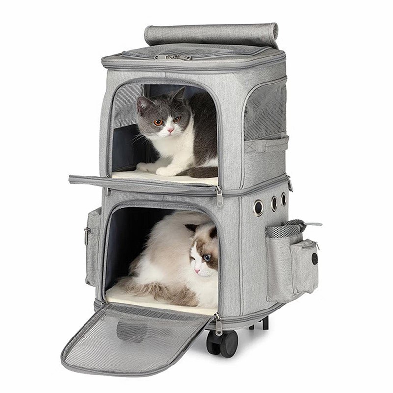 Double-Decker Pet Rolling Carrier