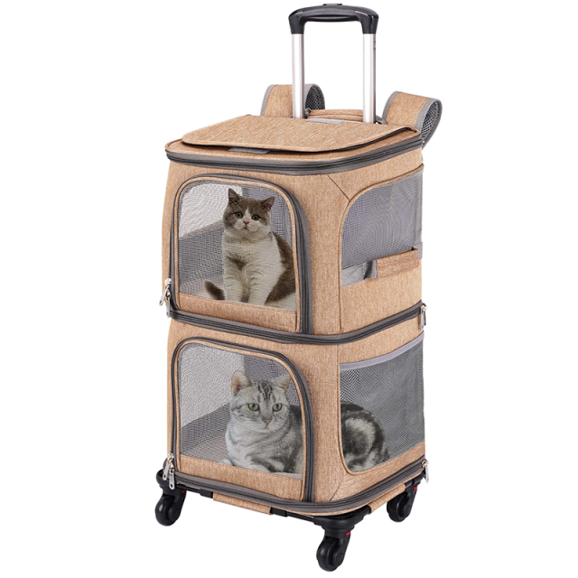 Double-Decker Pet Rolling Carrier