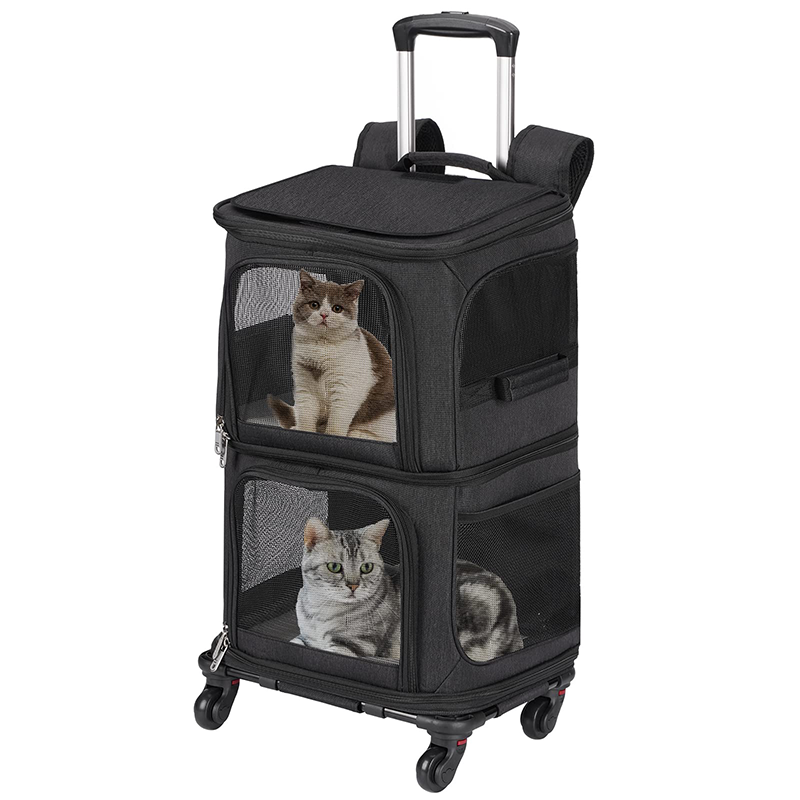 Double-Decker Pet Rolling Carrier