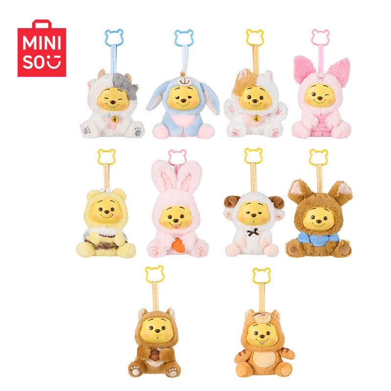 IN STOCK Miniso Winnie The Pooh Plush Vinyl Blind Box Pendant Figure Toy