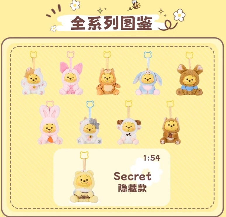 IN STOCK Miniso Winnie The Pooh Plush Vinyl Blind Box Pendant Figure Toy