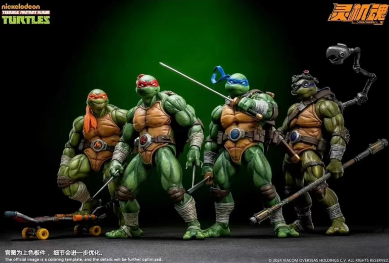 LING JIHUN 1/12 TMNT Action Figure Complete Leo Raph Don Mikey Set Of 4
