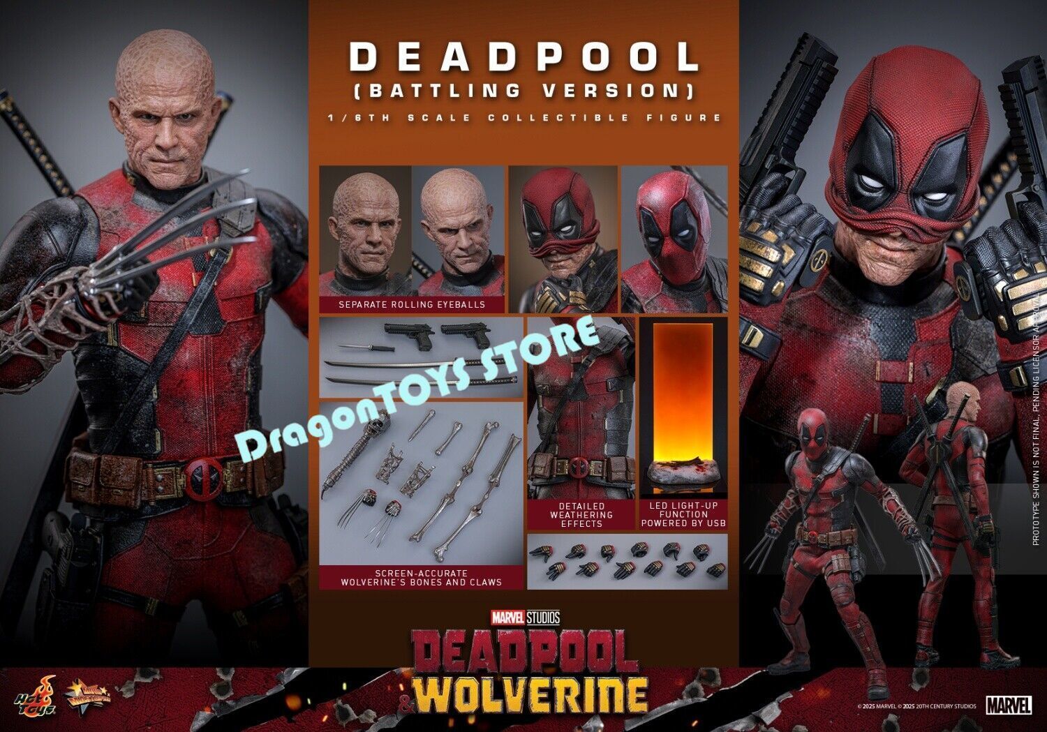 Ready! Hot Toys MMS782 Deadpool Battling Version 1/6 Action Figure Limited