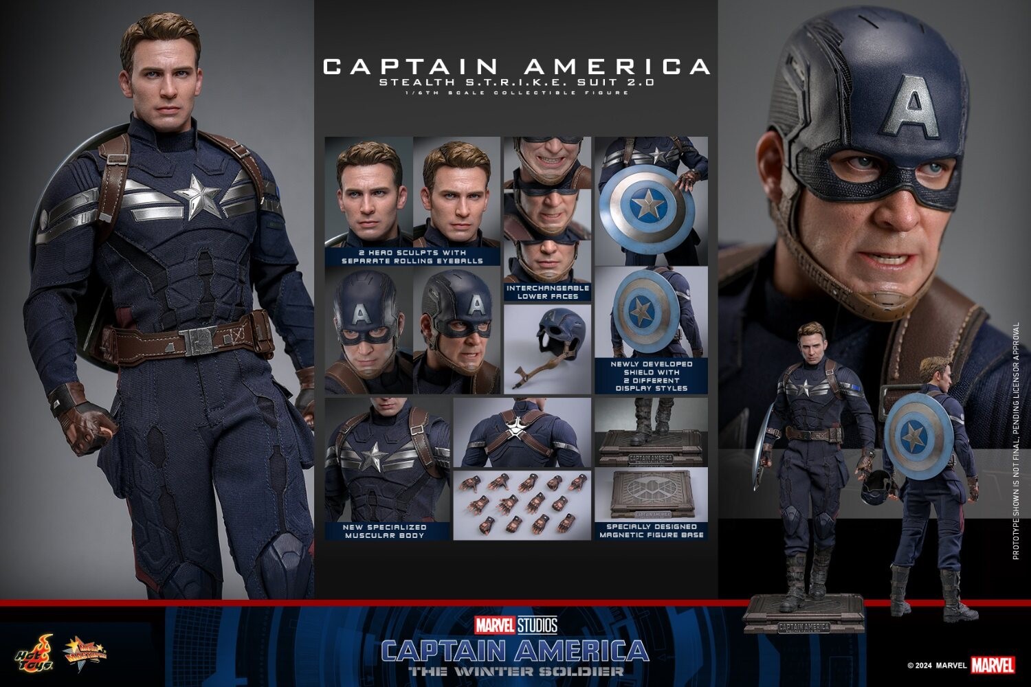 In Stock New Hot Toys MMS783 Captain America 1/6 Stealth Strike Suit 2.0 Figure