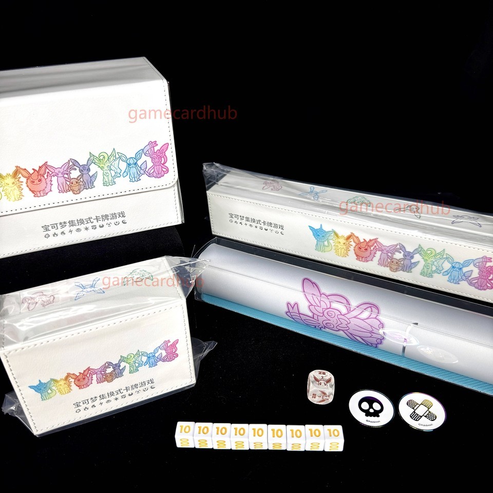 Pokemon S-Chinese EEVEE Playmat+Card deck box+Storage box+DIce+Damage Counters