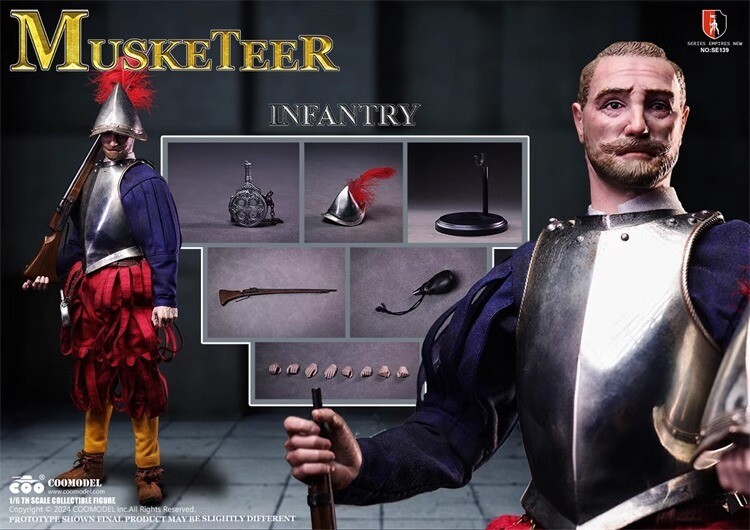 COOMODEL SE139 1/6 Spanish Conquistador Musketeer Action Figure Model In Stock