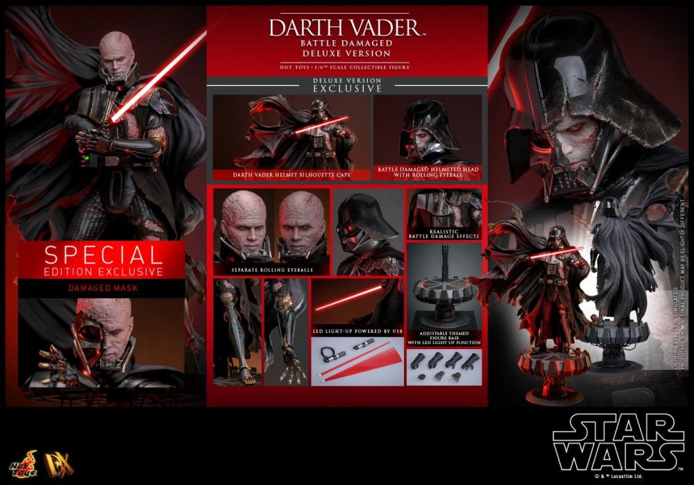 Ready! Hot Toys DX45B Star Wars 1/6 Darth Vader Battle Damaged Deluxe Special
