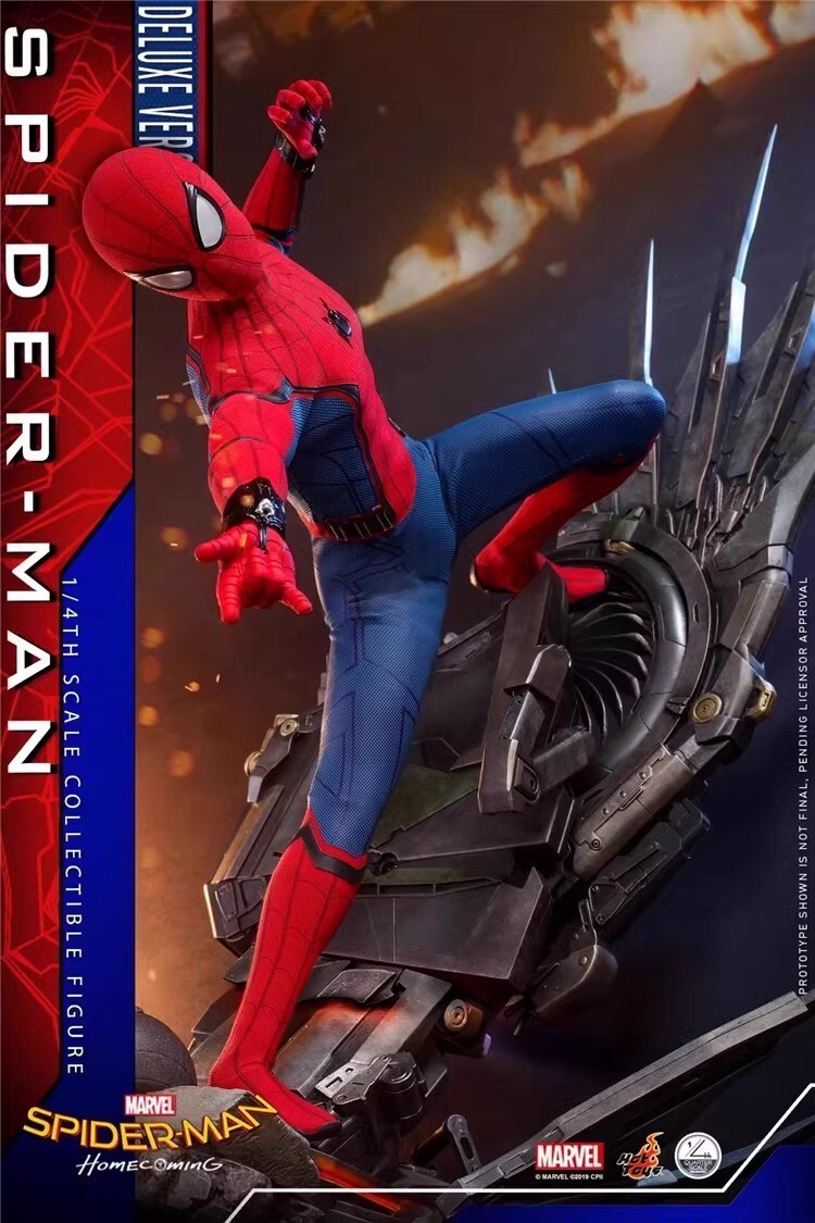 New Hot Toys 1/4 QS015 Spider-Man:Hom<wbr/>ecoming Spider-Man (Deluxe Ver.) In Stock