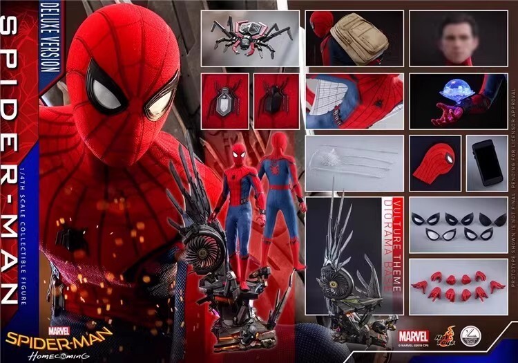 New Hot Toys 1/4 QS015 Spider-Man:Hom<wbr/>ecoming Spider-Man (Deluxe Ver.) In Stock
