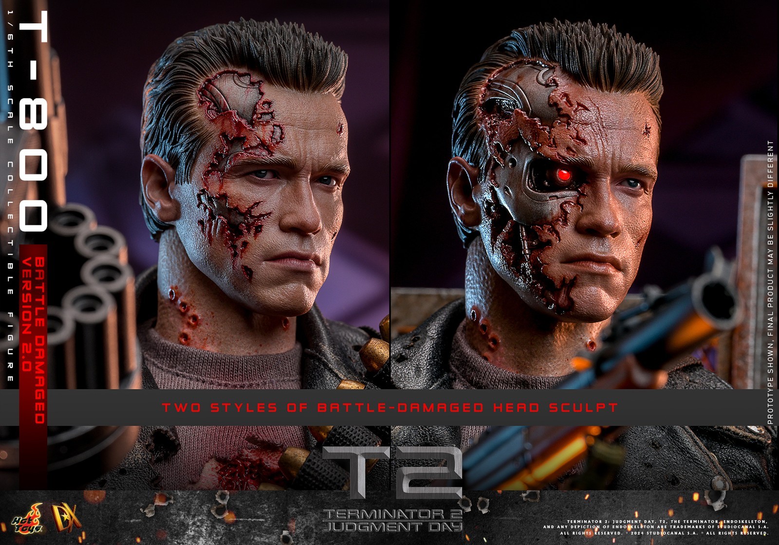 New Hot Toys DX46 1/6 Terminator 2: Judgment Day T-800 Battle Damaged 2.0 Figure