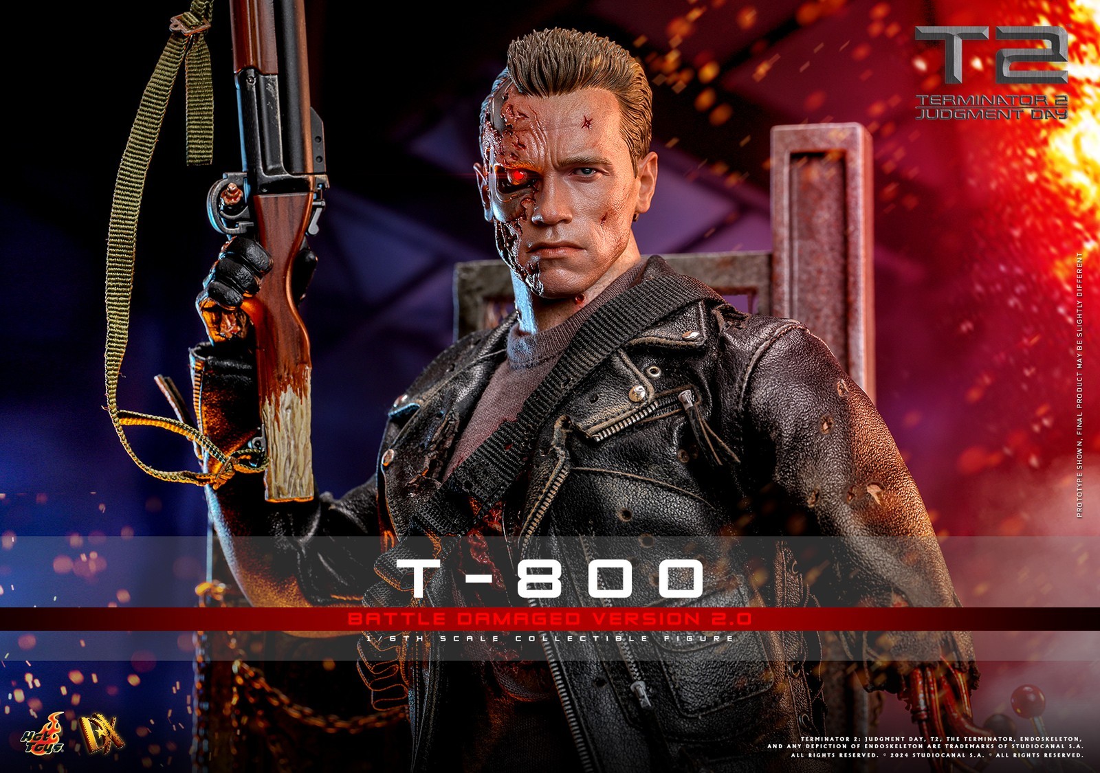 New Hot Toys DX46 1/6 Terminator 2: Judgment Day T-800 Battle Damaged 2.0 Figure