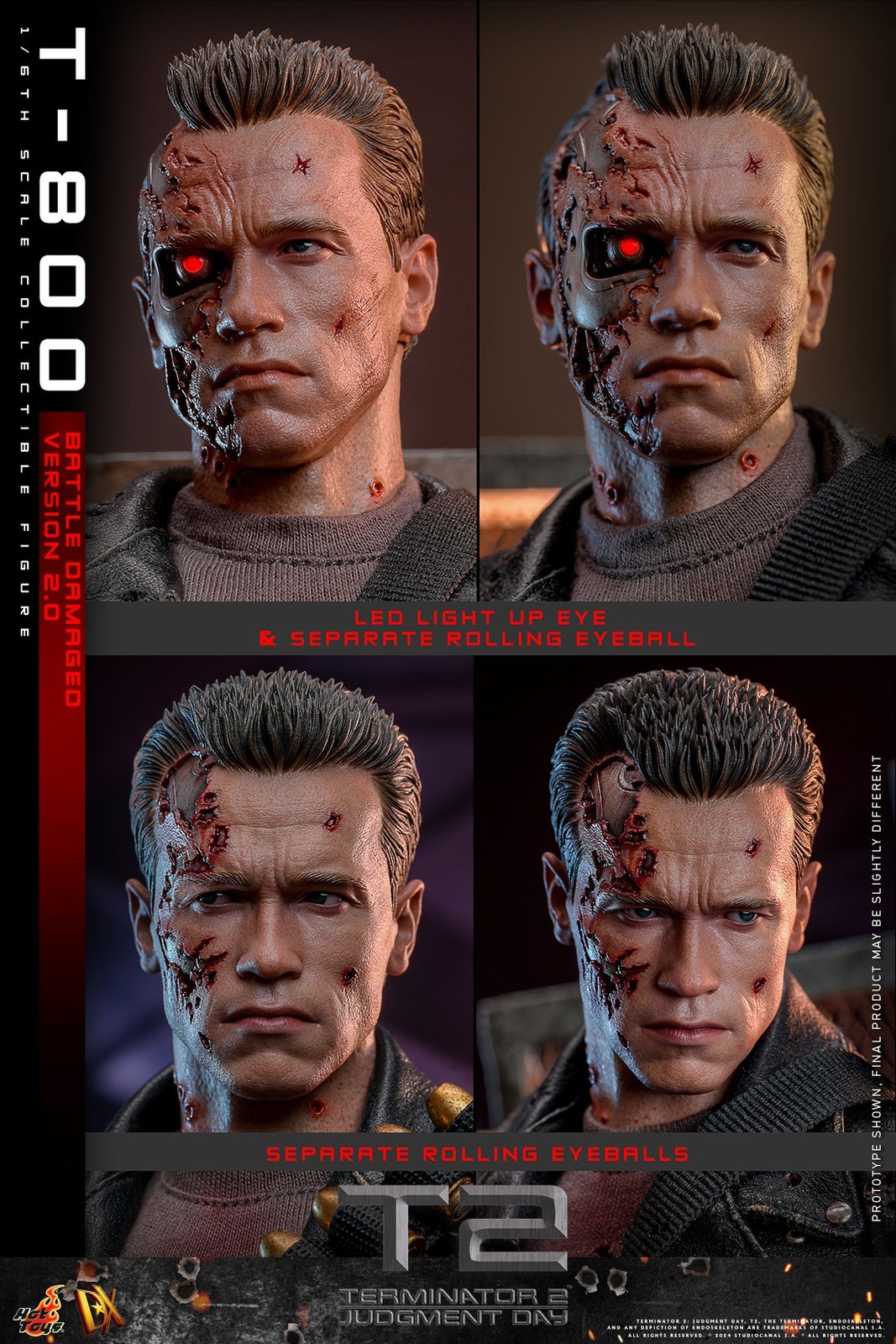 New Hot Toys DX46 1/6 Terminator 2: Judgment Day T-800 Battle Damaged 2.0 Figure