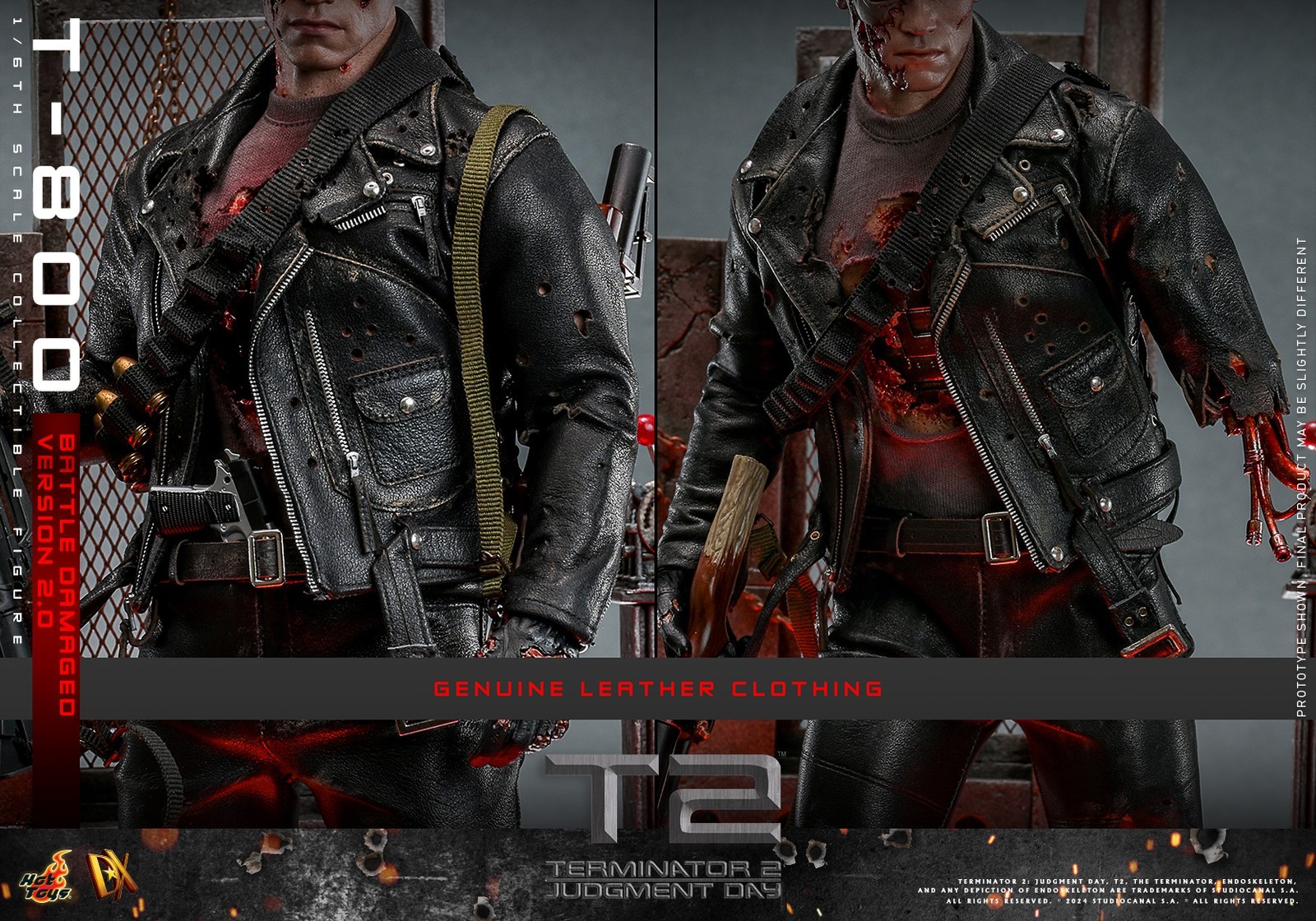 New Hot Toys DX46 1/6 Terminator 2: Judgment Day T-800 Battle Damaged 2.0 Figure