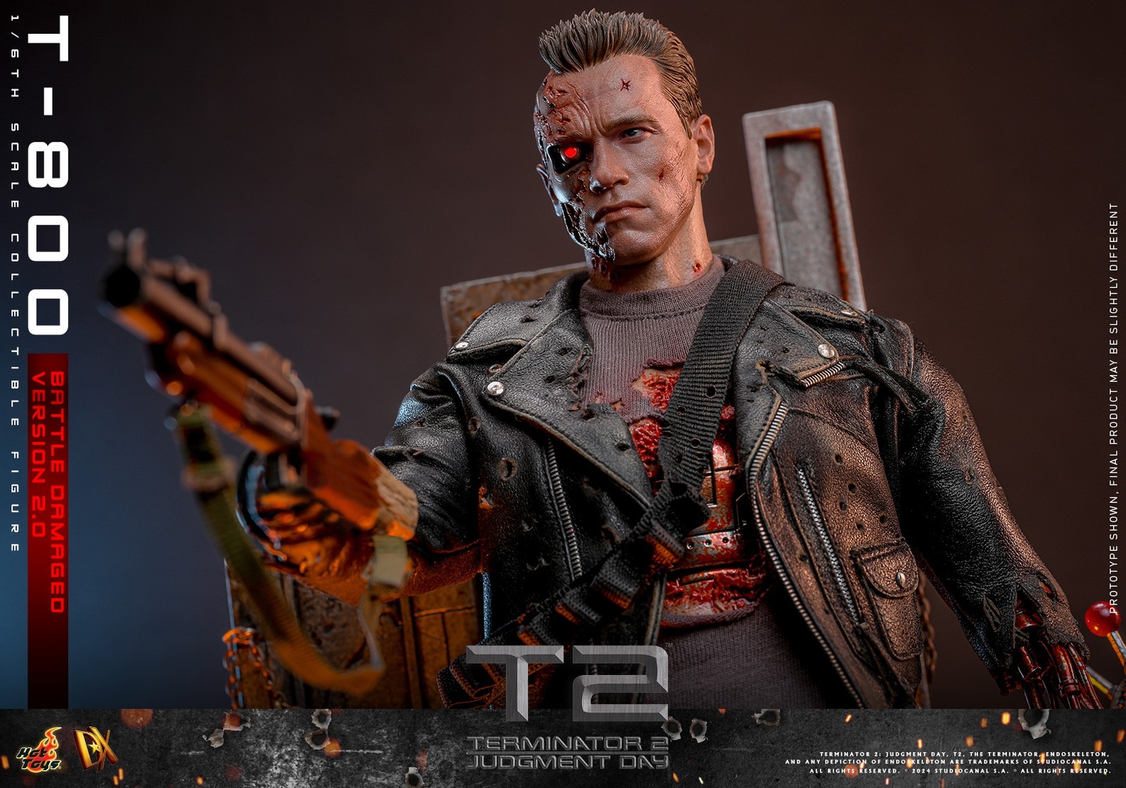 New Hot Toys DX46 1/6 Terminator 2: Judgment Day T-800 Battle Damaged 2.0 Figure