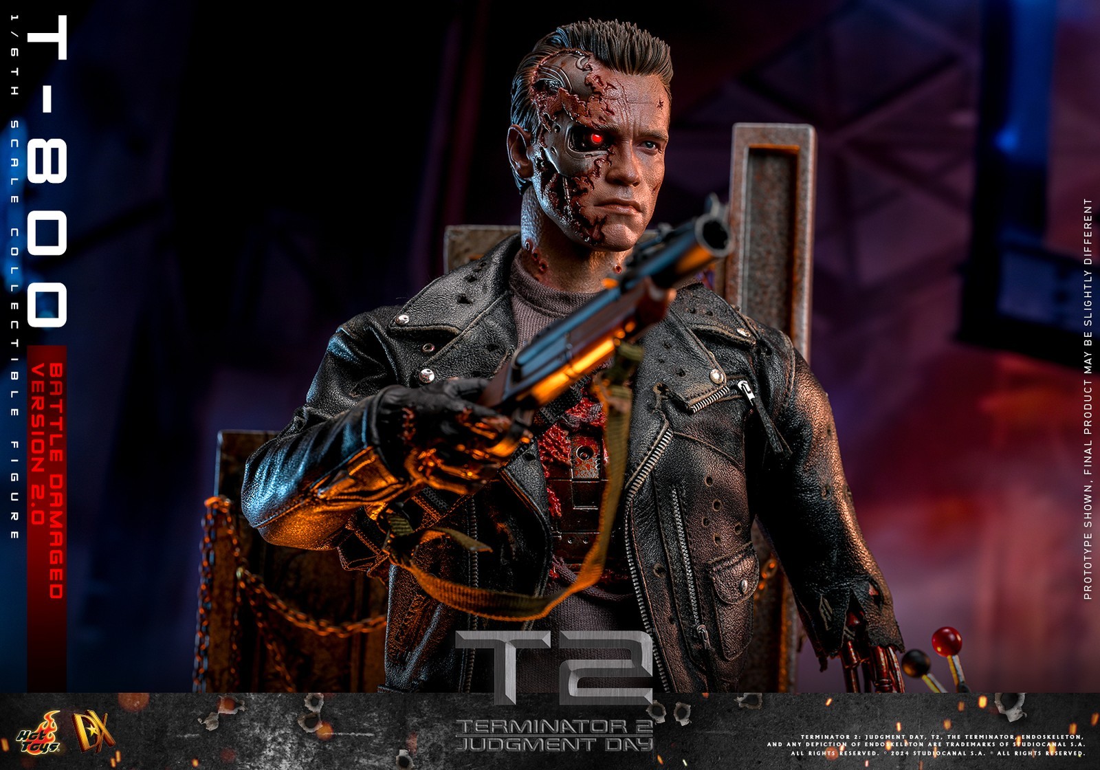New Hot Toys DX46 1/6 Terminator 2: Judgment Day T-800 Battle Damaged 2.0 Figure