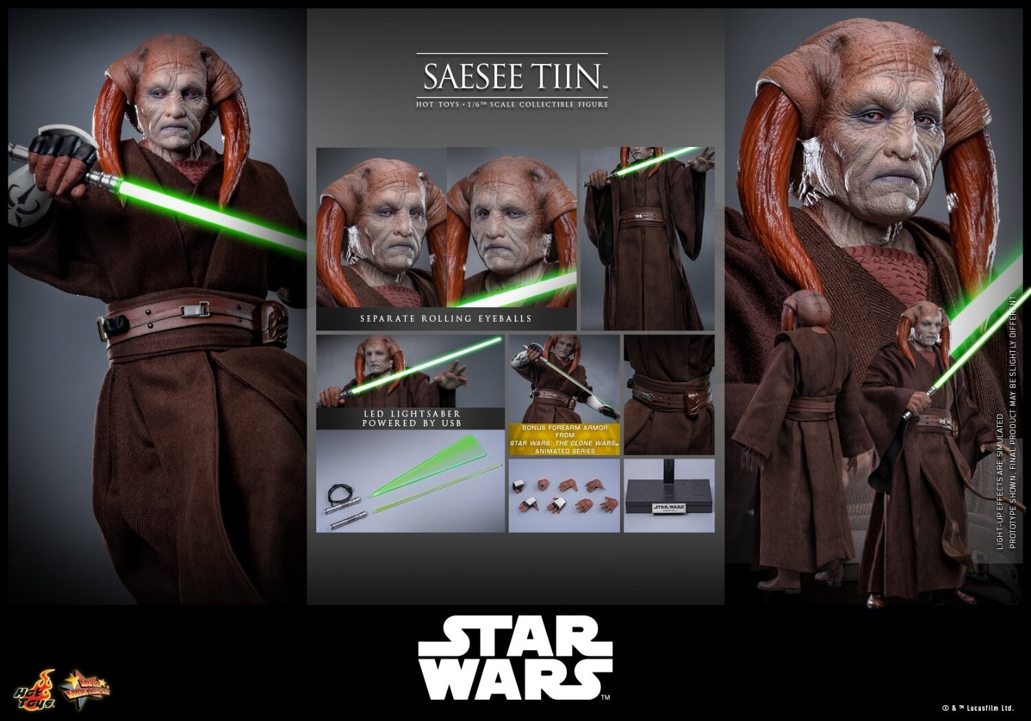 In Stock New Hot Toys MMS820 Star Wars III Revenge of the Sith Saesee Tiin 1/6