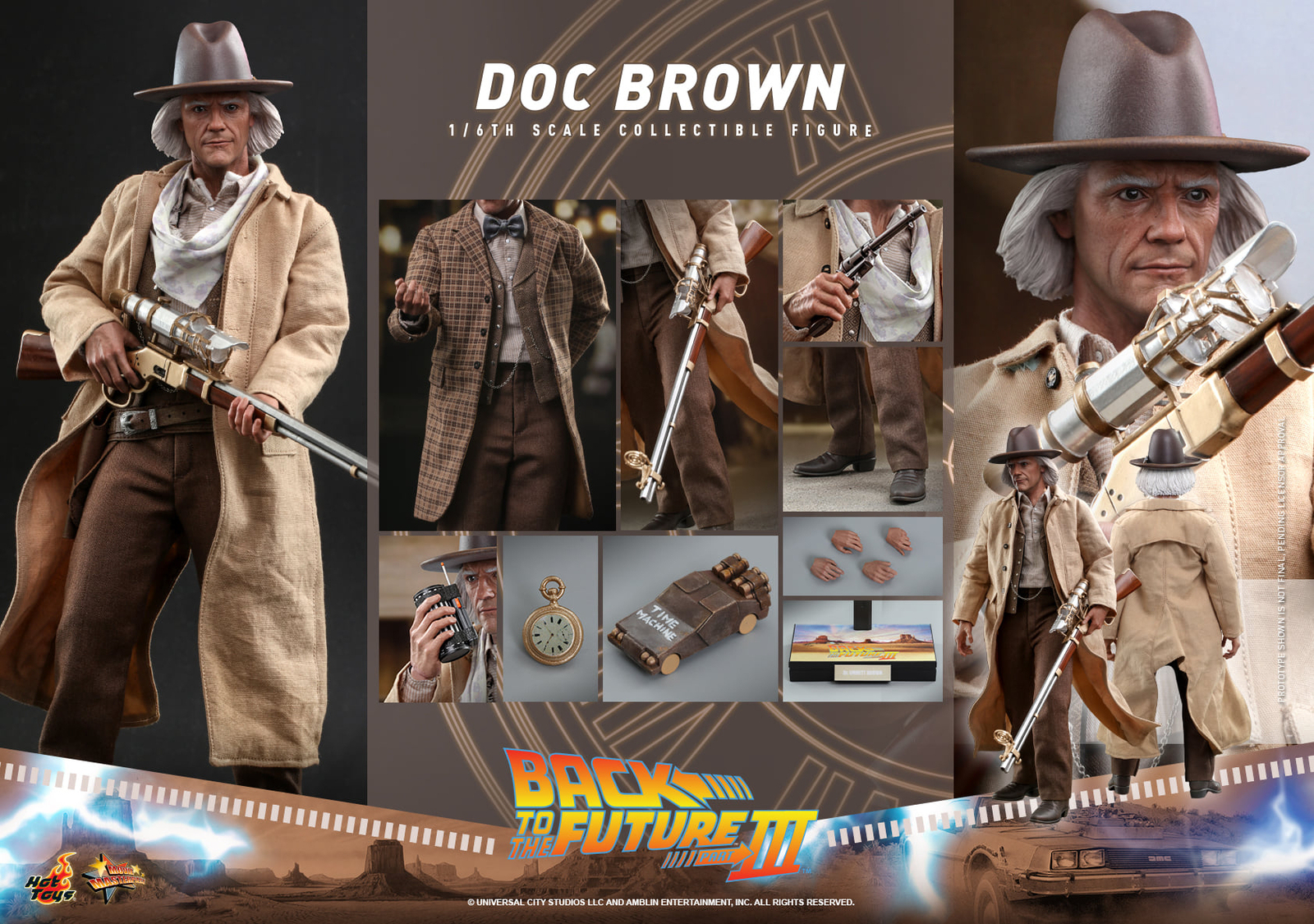 Ready! New Hot Toys MMS617 Back to the Future Part III 1/6 Doc Brown Figure