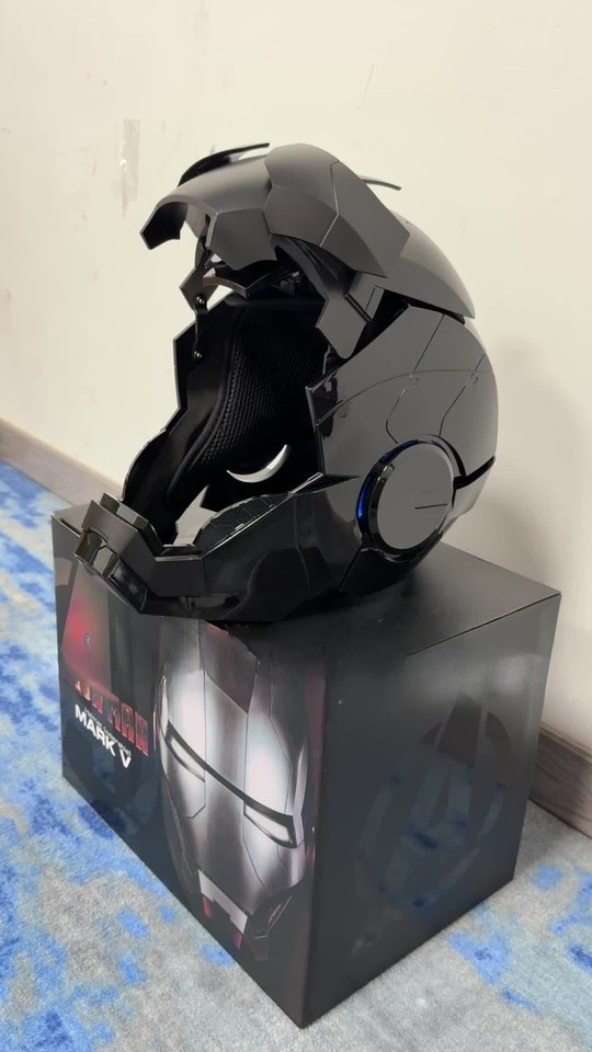 Iron Man Mk5 Black 1:1 Helmet Wearable Voice-control Open&amp;close Cosplay Boxed