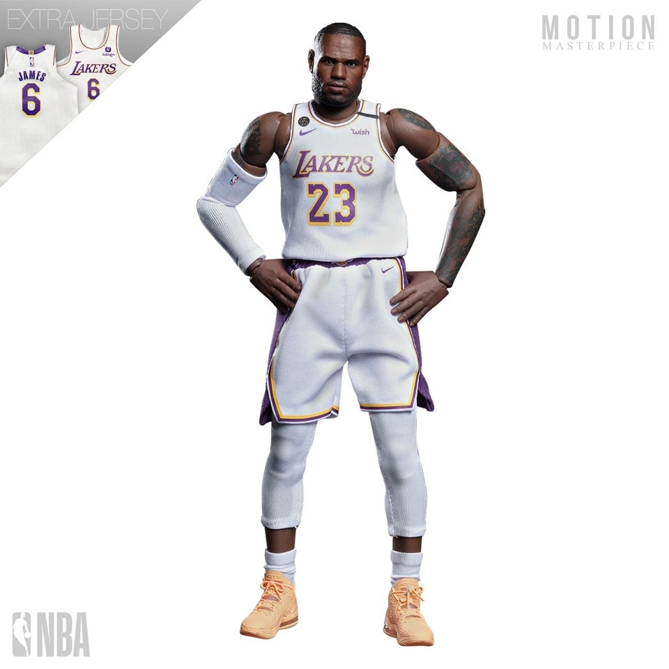 Enterbay 1/9 LeBron James Lakers #23 White Jersey &amp; Kings Jacket Set Figure NEW