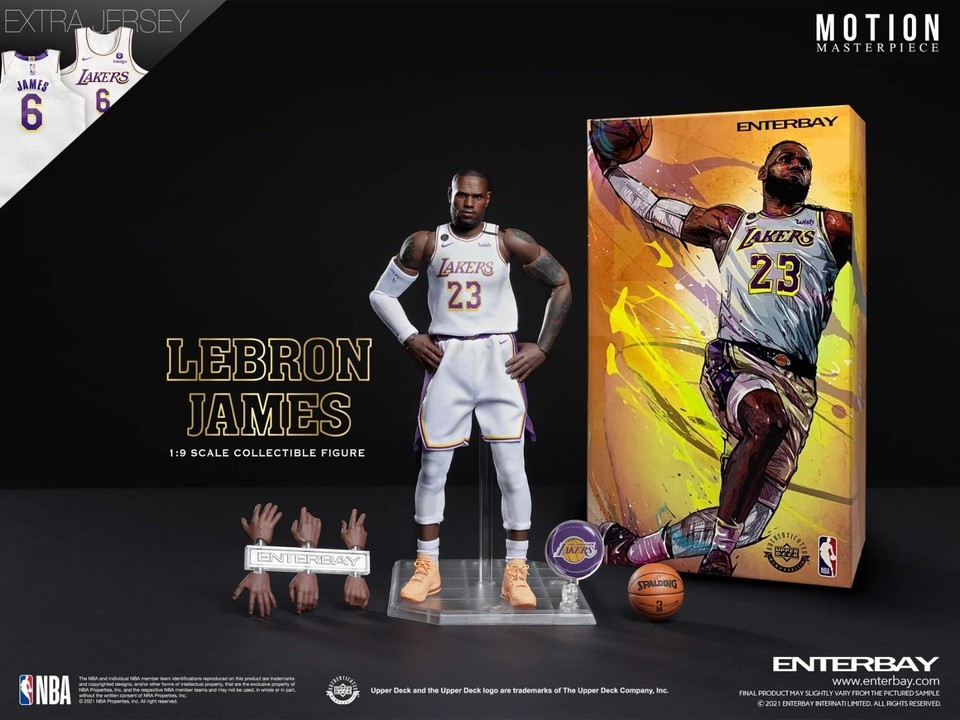 Enterbay 1/9 LeBron James Lakers #23 White Jersey &amp; Kings Jacket Set Figure NEW