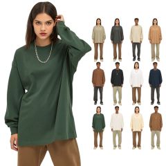 FLEXI APPAREL 305G heavyweight cotton long sleeve t-shirts in earth tones featuring an oversized boxy fit
