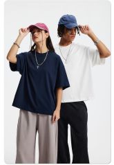 Premium 9.7oz Cotton Short Length Drop Shoulder Streetwear T-Shirt