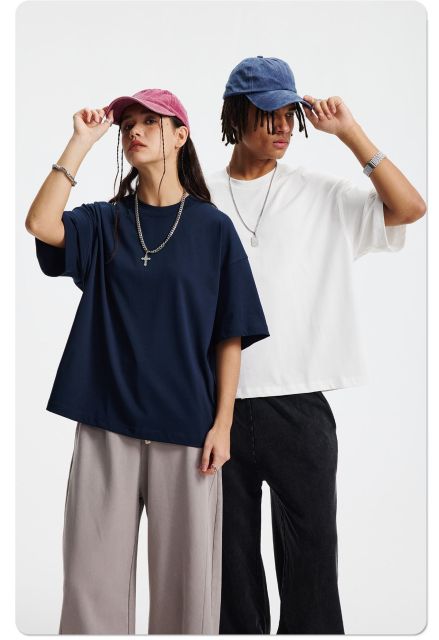Premium 9.7oz Cotton Short Length Drop Shoulder Streetwear T-Shirt