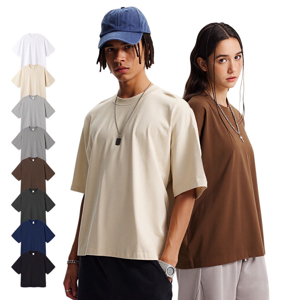 Streetwear retro style drop shoulder boxy t-shirt in various colors