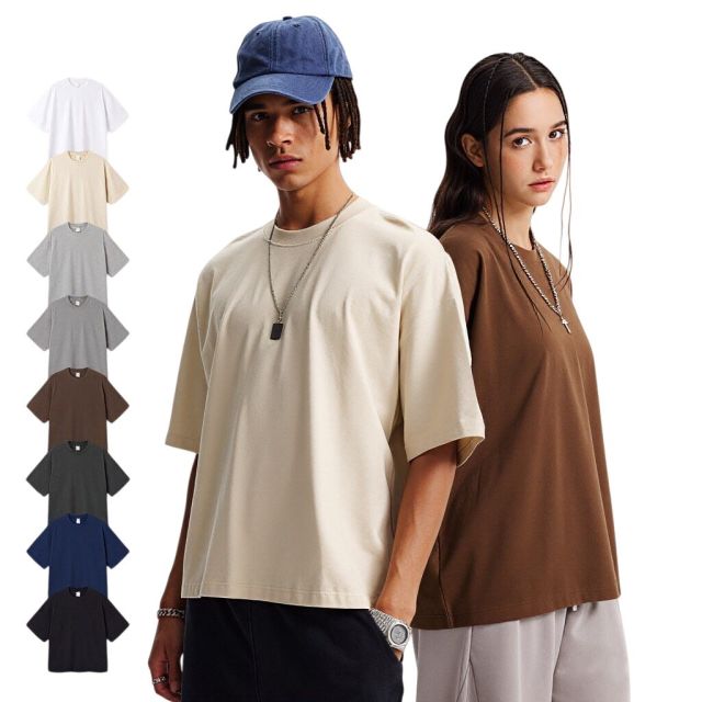 Streetwear retro style drop shoulder boxy t-shirt in various colors
