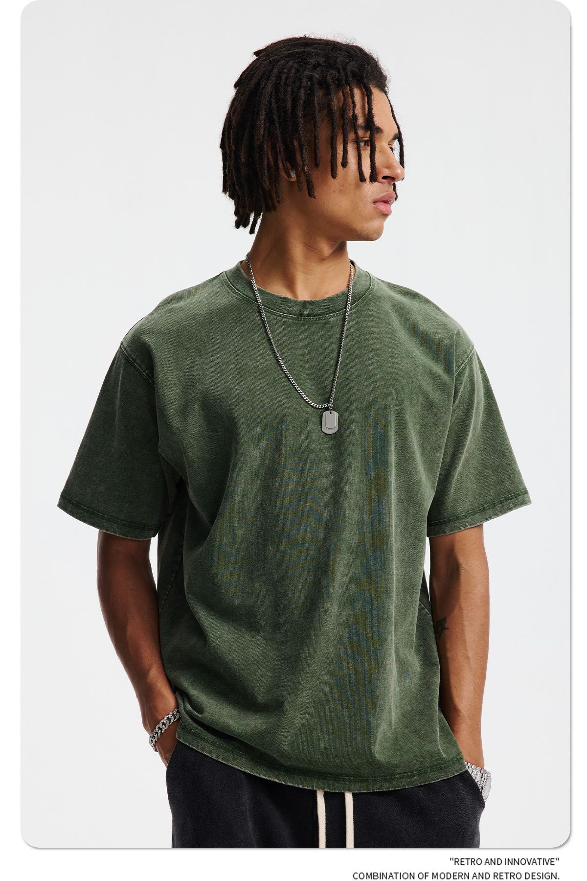 FLEXI APPAREL 275G Snow Wash Distressed T-Shirt - Classic Regular Fit