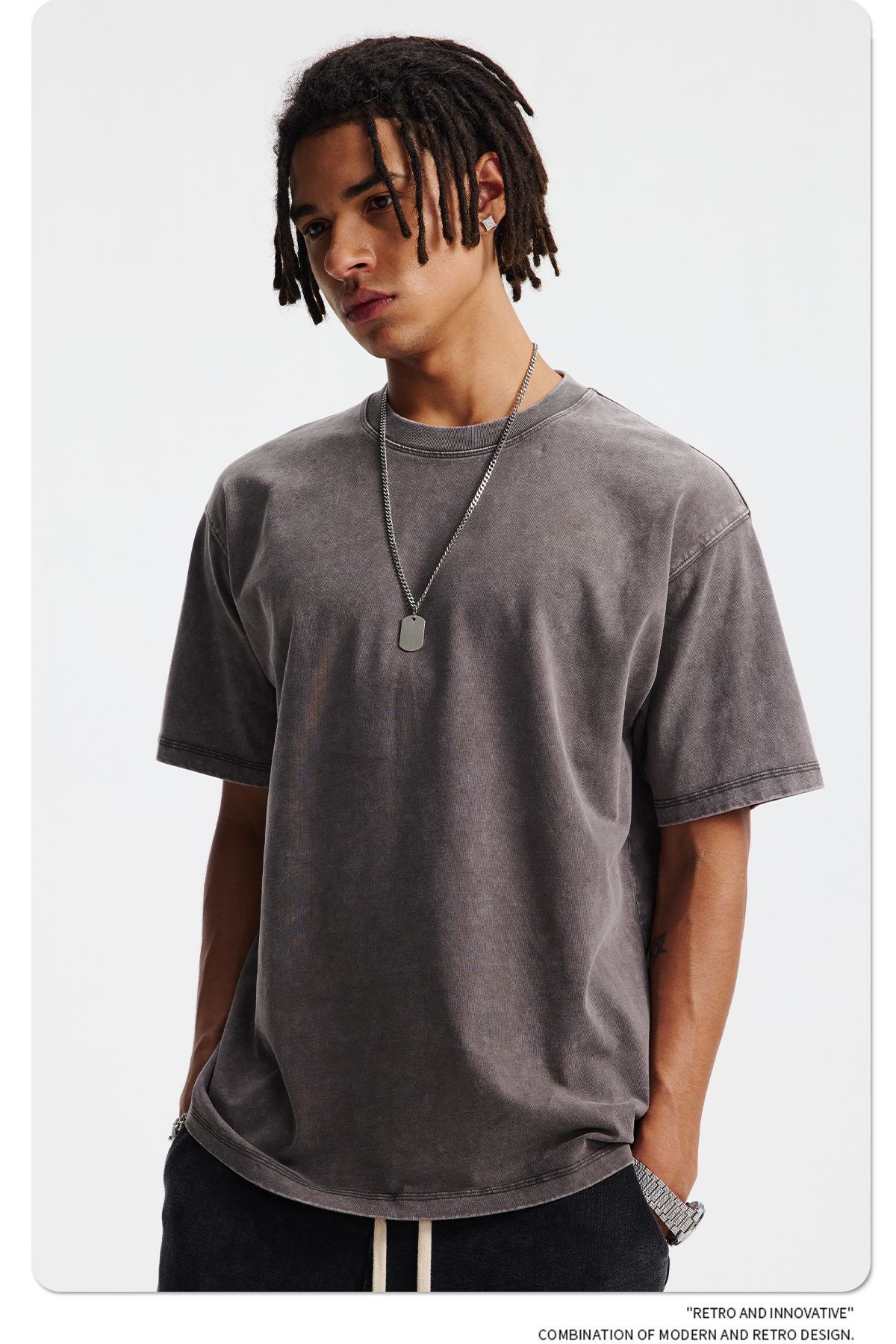 FLEXI APPAREL 275G Snow Wash Distressed T-Shirt - Classic Regular Fit