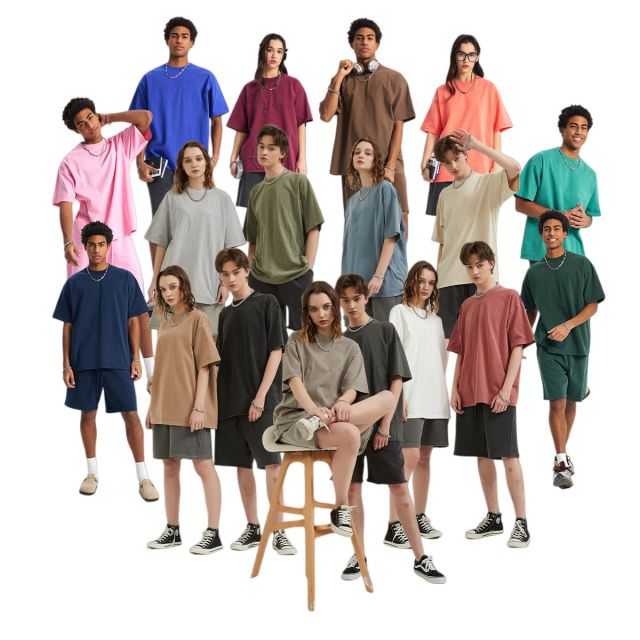 FLEXI APPAREL 250G vintage acid wash t-shirts in various faded colors featuring a boxy streetwear fit