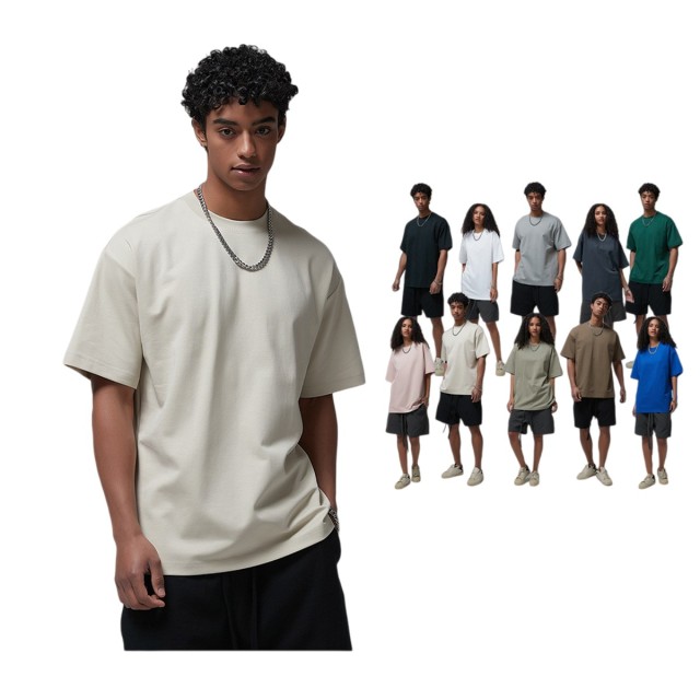 230G instant cooling t-shirts with a fine-gauge knit finish, showing a modern athletic oversized fit on male and female models.