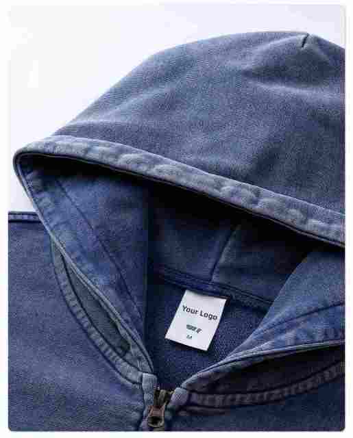 430GSM 100% Cotton Heavyweight Zip-Up Hoodie | Vintage Wash French Terry Tracksuit
