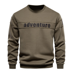 Men's Patchwork Crewneck Sweater | Distressed Graphic Loose Fit Sportswear