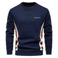 men's casual slim fit crew neck sport pullover sweatshirt featuring white and amber curved side patchwork panels
