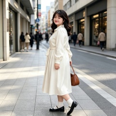 Plue size women's fashionable and elegant dress temperament A-line shirt dress