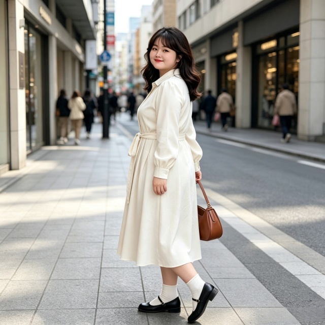 Plue size women's fashionable and elegant dress temperament A-line shirt dress